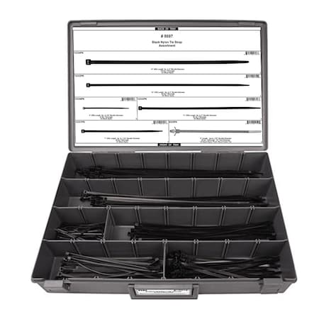 Disco Tie Strap Assortment, Blk, Nylon, 310 pcs. 8697