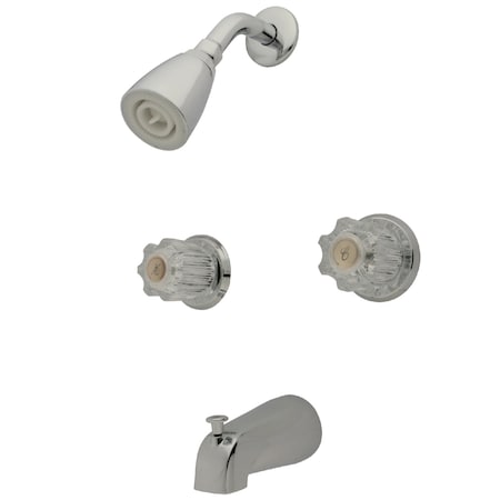 Kingston Brass Tub and Shower Faucet, Polished Chrome, Wall Mount KB141
