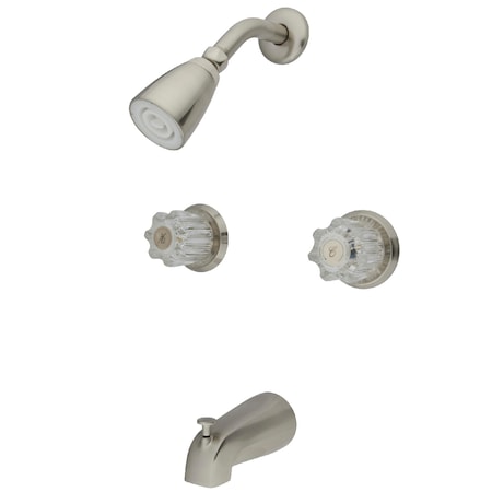 Kingston Brass Tub and Shower Faucet, Brushed Nickel, Wall Mount KB148