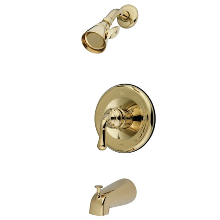 Kingston Brass Tub and Shower Faucet, Standard, 3, Wall Mount, Polished Brass KB1632