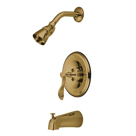 Kingston Brass Tub and Shower Faucet, Standard, 3, Wall Mount, Polished Brass KB1632CFL