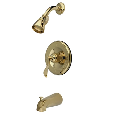 Kingston Brass Tub and Shower Faucet, Standard, 3, Wall Mount, Polished Brass KB1632DFL