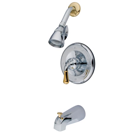 Kingston Brass Tub and Shower Faucet, Polished Chrome/Polished Brass, Wall Mount KB1634T