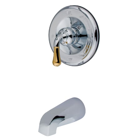Kingston Brass Tub and Shower Faucet, Standard, 2, Wall Mount, Polished Chrome/Polished Brass KB1634TO