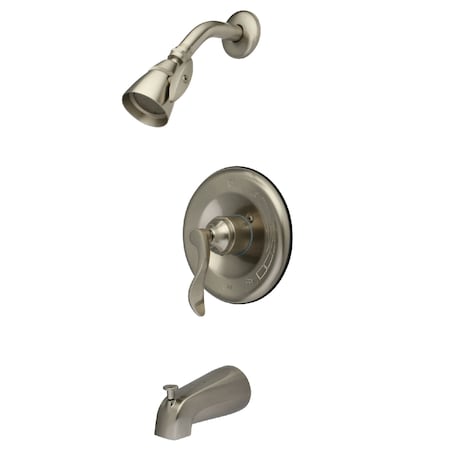 Kingston Brass Tub and Shower Faucet, Standard, 3, Wall Mount, Brushed Nickel KB1638DFL