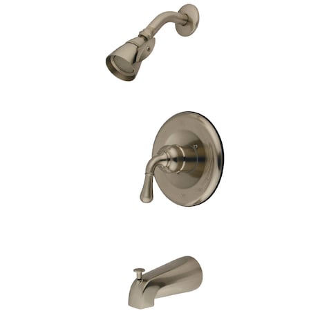 Kingston Brass Tub and Shower Faucet, Brushed Nickel, Wall Mount KB1638T