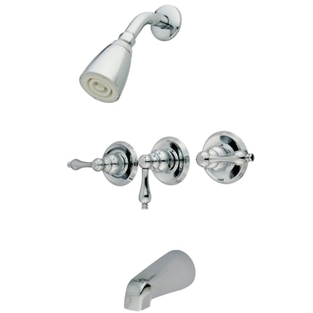Kingston Brass Tub and Shower Faucet, Polished Chrome, Wall Mount KB231AL