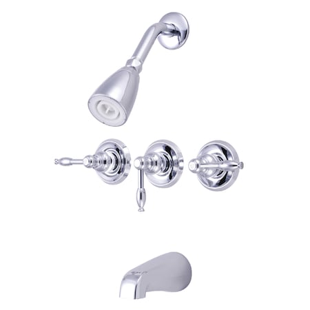 Kingston Brass Tub and Shower Faucet, Polished Chrome, Wall Mount KB231KL