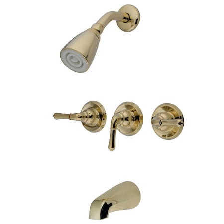 Kingston Brass Tub and Shower Faucet, Polished Brass, Wall Mount KB232