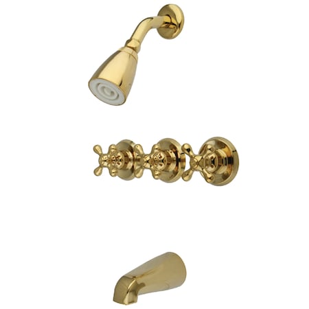 Kingston Brass Tub and Shower Faucet, Polished Brass, Wall Mount KB232AX
