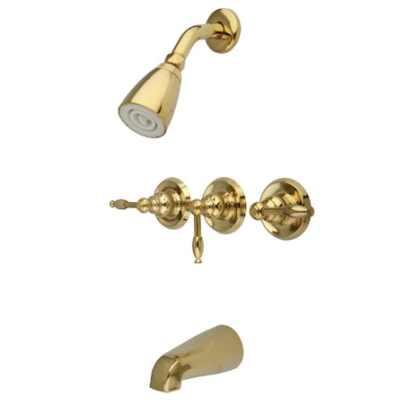Kingston Brass Tub and Shower Faucet, Polished Brass, Wall Mount KB232KL