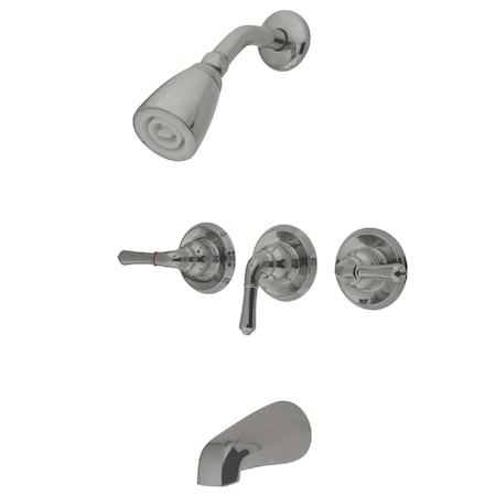 Kingston Brass Tub and Shower Faucet, Brushed Nickel, Wall Mount KB238