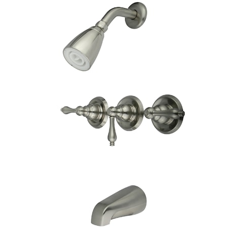Kingston Brass Tub and Shower Faucet, Brushed Nickel, Wall Mount KB238AL