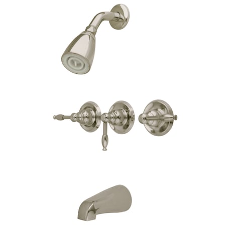 Kingston Brass Tub and Shower Faucet, Brushed Nickel, Wall Mount KB238KL