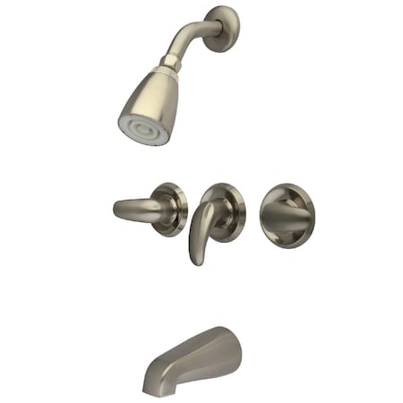 Kingston Brass Tub and Shower Faucet, Brushed Nickel, Wall Mount KB238LL