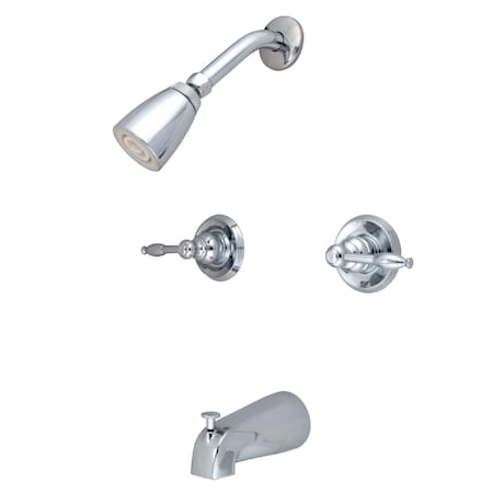 Kingston Brass Tub and Shower Faucet, Polished Chrome, Wall Mount KB241KL