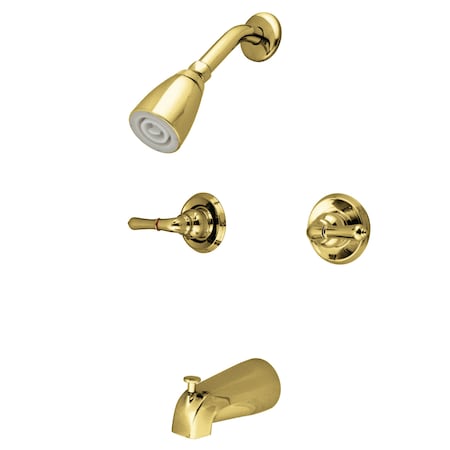 Kingston Brass Tub and Shower Faucet, Polished Brass, Wall Mount KB242