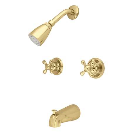 Kingston Brass KB242AX Twin Handle Tub & Shower Faucet With Decor Cross Handle KB242AX