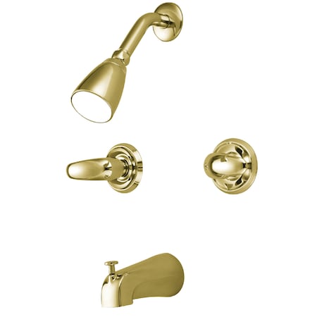 Kingston Brass Tub and Shower Faucet, Polished Brass, Wall Mount KB242LL