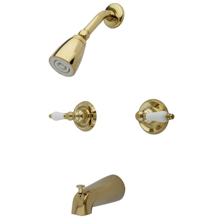 Kingston Brass Tub and Shower Faucet, Polished Brass, Wall Mount KB242PL