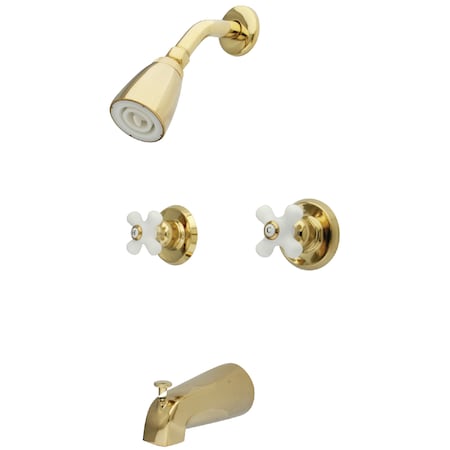 Kingston Brass KB242PX Tub & Shower Faucet Porcelain Cross Handles KB242PX