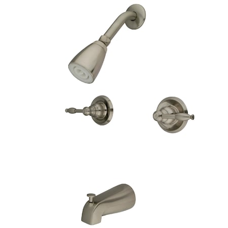 Kingston Brass Tub and Shower Faucet, Brushed Nickel, Wall Mount KB248KL