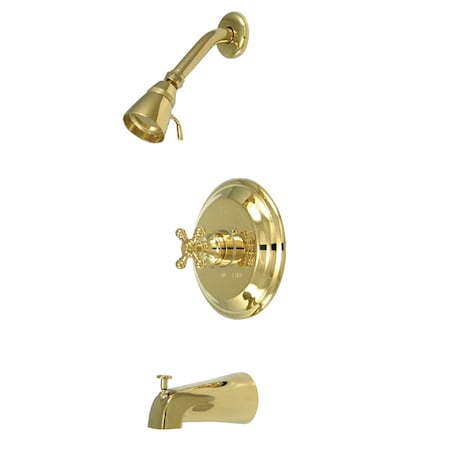 Kingston Brass Tub and Shower Faucet, Standard, 3, Wall Mount, Polished Brass KB2632BX
