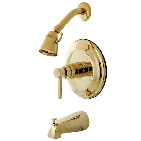 Kingston Brass Tub and Shower Faucet, Standard, 3, Wall Mount, Polished Brass KB2632DLT