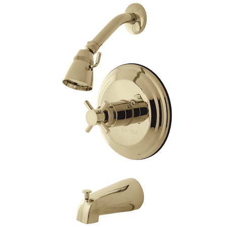 Kingston Brass Tub and Shower Faucet, Standard, 3, Wall Mount, Polished Brass KB2632DX
