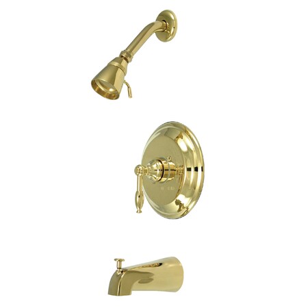 Kingston Brass Tub and Shower Faucet, Standard, 3, Wall Mount, Polished Brass KB2632KL