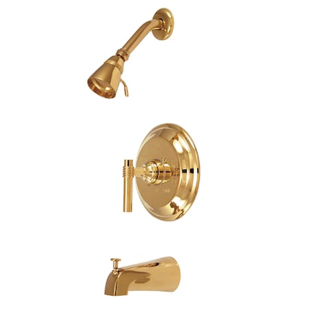 Kingston Brass Tub and Shower Faucet, Standard, 3, Wall Mount, Polished Brass KB2632ML