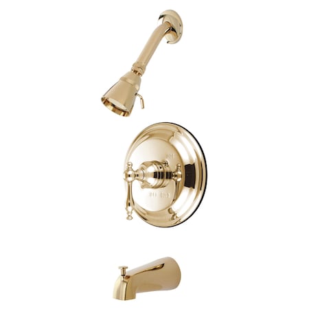 Kingston Brass Tub and Shower Faucet, Standard, 3, Wall Mount, Polished Brass KB2632NL