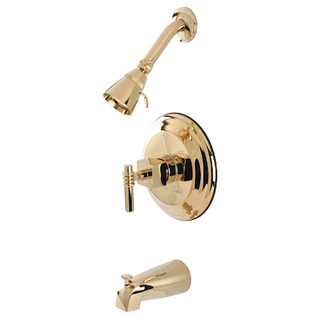 Kingston Brass Tub and Shower Faucet, Standard, 3, Wall Mount, Polished Brass KB2632QL