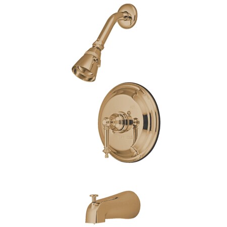 Kingston Brass Tub and Shower Faucet, Standard, 3, Wall Mount, Polished Brass KB2632TL