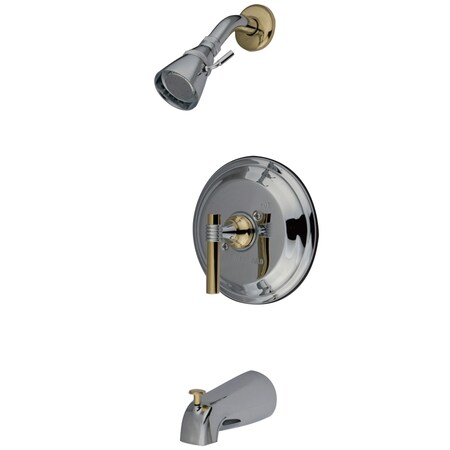Kingston Brass Tub and Shower Faucet, Standard, 3, Wall Mount, Polished Chrome/Polished Brass KB2634MLT