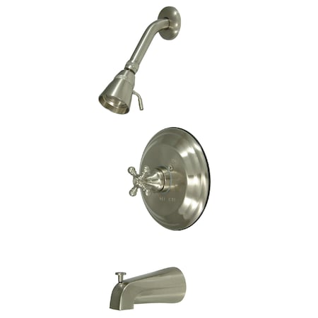 Kingston Brass Tub and Shower Faucet, Standard, 3, Wall Mount, Brushed Nickel KB2638BXT