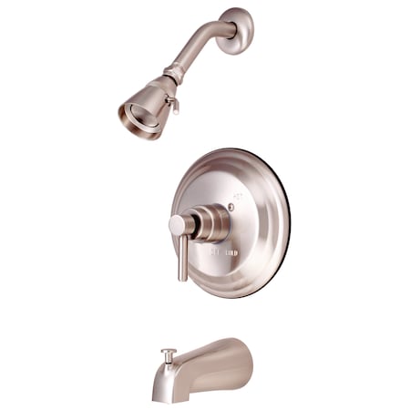 Kingston Brass Tub and Shower Faucet, Standard, 3, Wall Mount, Brushed Nickel KB2638DLT