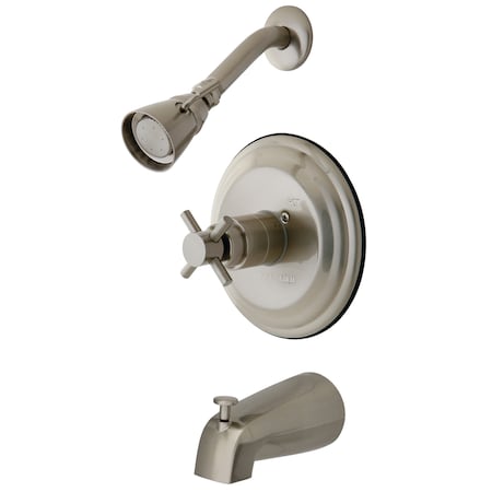 Kingston Brass Tub and Shower Faucet, 3, Wall Mount, Brushed Nickel KB2638DX