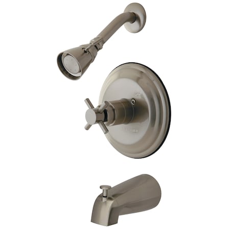 Kingston Brass Tub and Shower Faucet, Standard, 3, Wall Mount, Brushed Nickel KB2638DXT