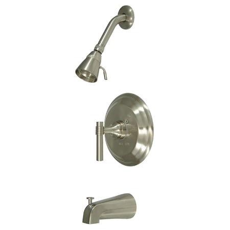 Kingston Brass Tub and Shower Faucet, Standard, 3, Wall Mount, Brushed Nickel KB2638MLT