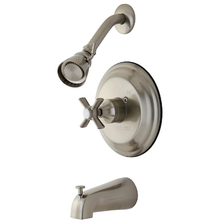Kingston Brass Tub and Shower Faucet, Standard, 3, Wall Mount, Brushed Nickel KB2638ZX