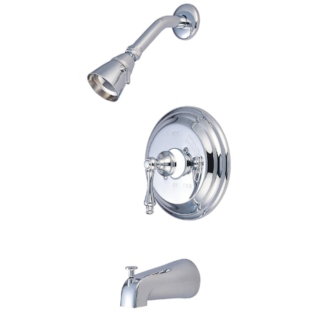 Kingston Brass Tub and Shower Faucet, Standard, 3, Wall Mount, Polished Chrome KB3631ALT