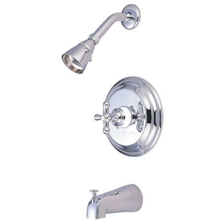 Kingston Brass Tub and Shower Faucet, Standard, 3, Wall Mount, Polished Chrome KB3631AXT