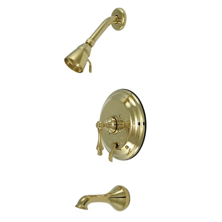 Kingston Brass Tub and Shower Faucet, Polished Brass, Wall Mount KB36320AL