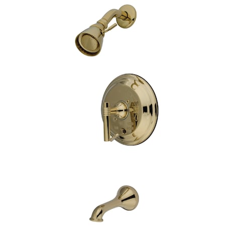 Kingston Brass Tub and Shower Faucet, Standard, 3, Wall Mount, Polished Brass KB36320ML