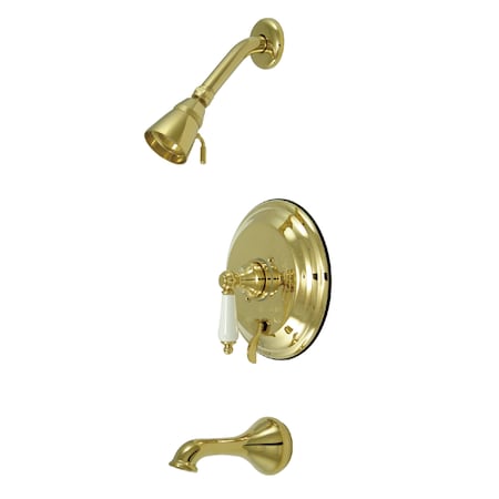 Kingston Brass Tub and Shower Faucet, Standard, 3, Wall Mount, Polished Brass KB36320PL