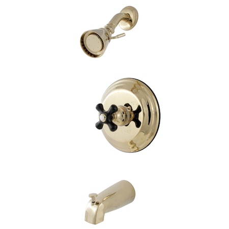 Kingston Brass Tub and Shower Faucet, Standard, 3, Wall Mount, Polished Brass KB3632PKX