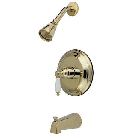 Kingston Brass Tub and Shower Faucet, Standard, 3, Wall Mount, Polished Brass KB3632PL