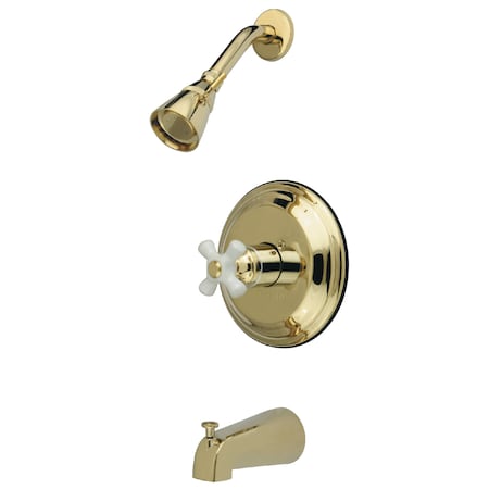 Kingston Brass Tub and Shower Faucet, Standard, 3, Wall Mount, Polished Brass KB3632PX