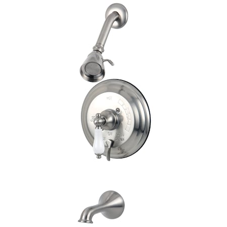 Kingston Brass Tub and Shower Faucet, Standard, 3, Wall Mount, Brushed Nickel KB36380PL
